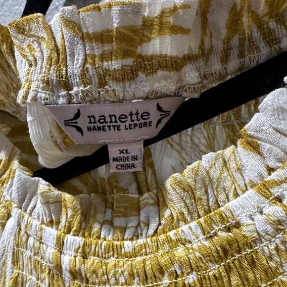 💛 Nanette Lepore Yellow Leaf Print Women's Top – SZ XL 💛 - Picture 2 of 4